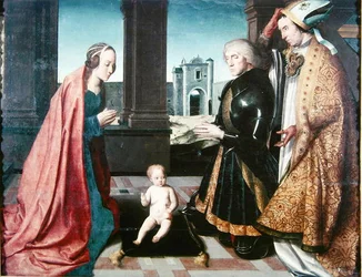 Das Jesuskind, von einem Ritter angebetet, 15.-16. Jahrhundert
